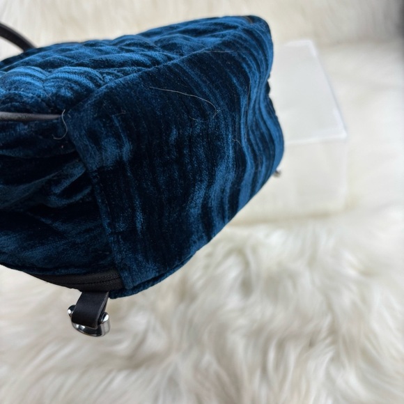 Kate Spade Briar Lane Quilted Crushed Velvet mini Midnight Blue Backpack - Picture 5 of 12